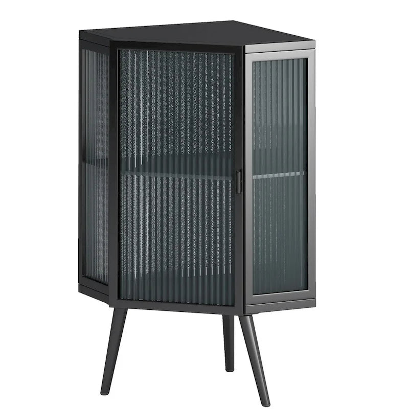 Floor Corner Linen Cabinet with Tempered Glass Door, 22.25 in. W x 16.54 in. D x 31.5 in. H