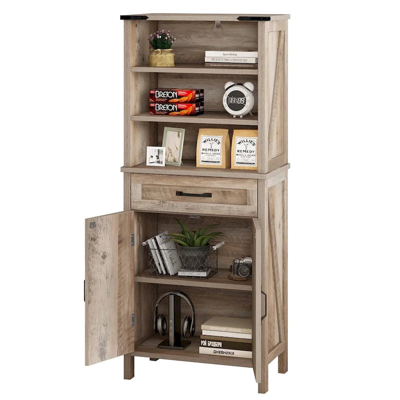 58" Tall Bathroom Storage Cabinet with Doors and Shelves