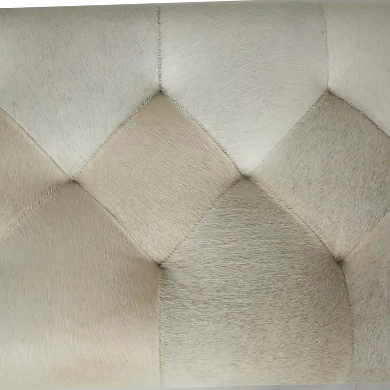 Leather Upholstered Tufted Home Bench with Silver Diagonal Base - Grey